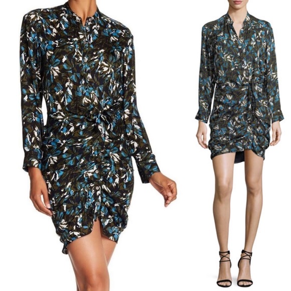 Veronica Beard Dresses & Skirts - New Veronica Beard Georgina Dress Floral Print Wrap Olive Green 100% Silk Size 8